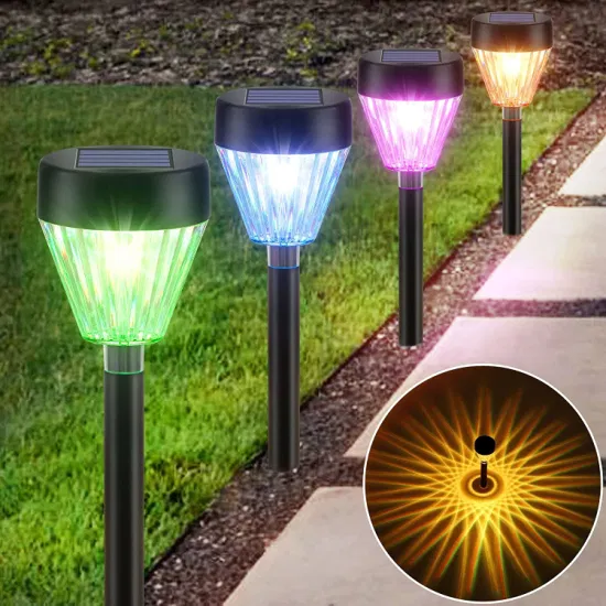 2023 Nuova decorazione ABS ricaricabile ad energia solare Illuminazione di paesaggio RGB Lampada solare da giardino LED Diamond Palo Luce esterna IP65 Impermeabile Solar Pathway Light